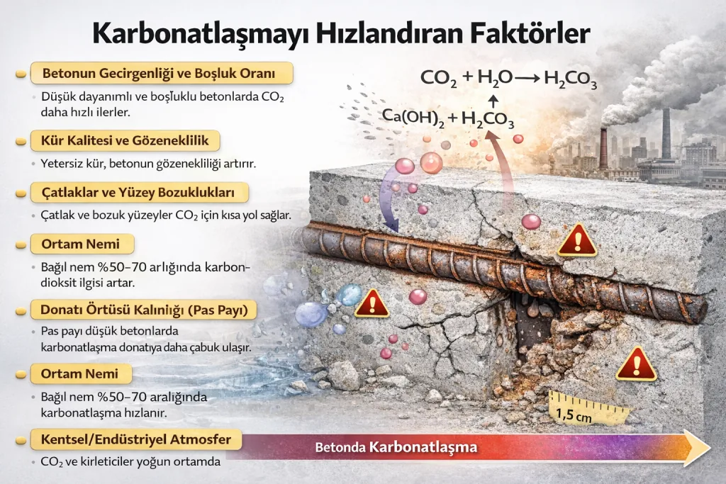 Betonda Karbonatlaşma Nedir, Nasıl Tespit Edilir? 3 Betonda Karbonatlaşmayı Hızlandıran Faktörler